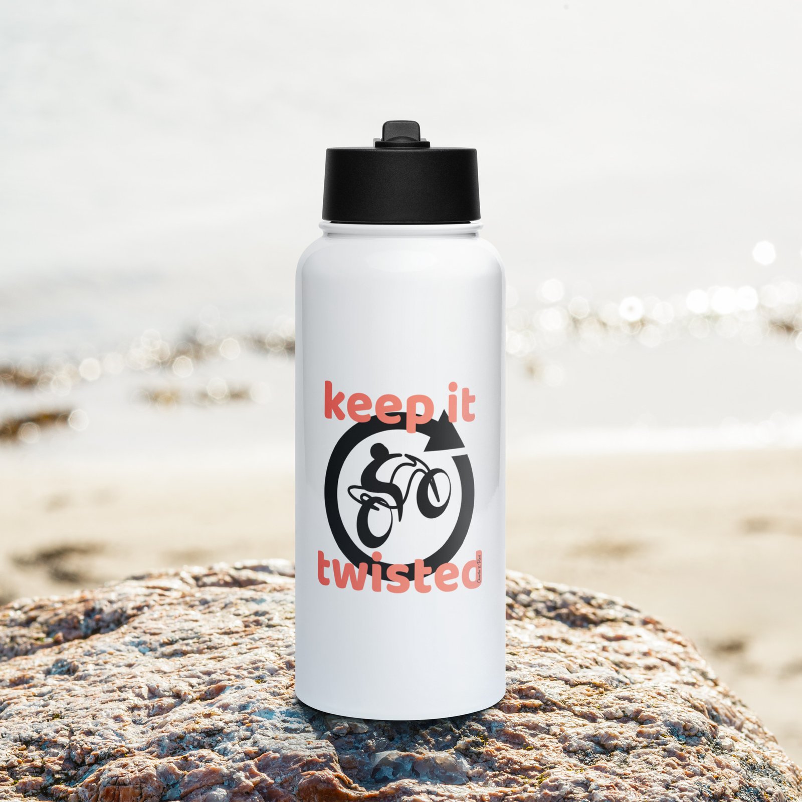 Keep It Twisted, Stainless steel water bottle with a straw lid